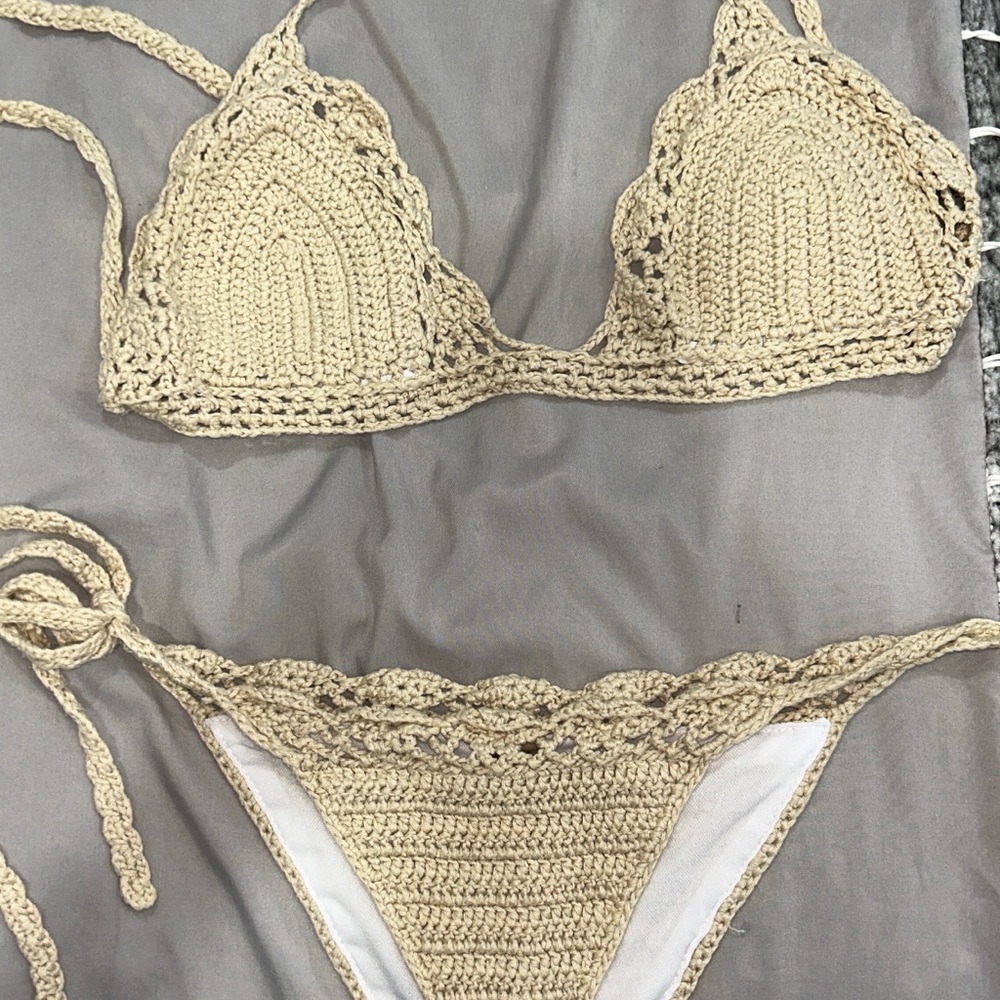 Crochet Bikini Set in Beige